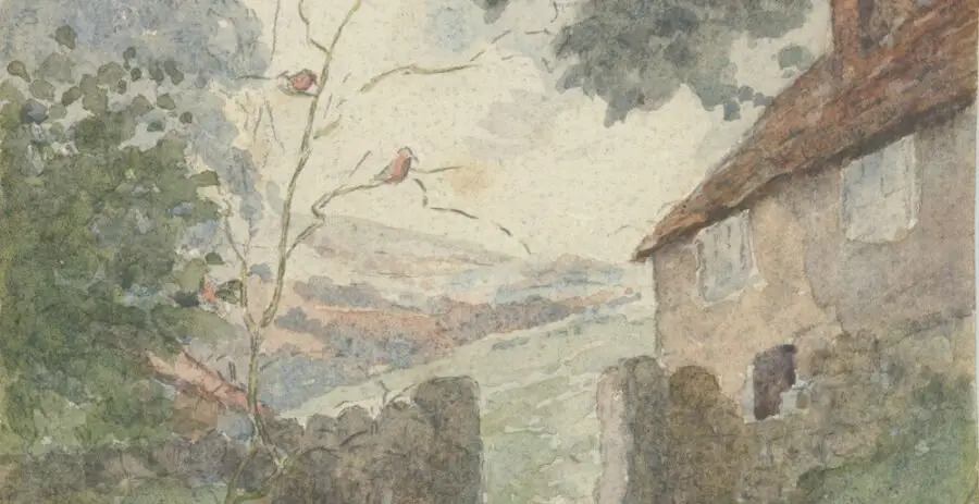 riv_cm_art_02 Corn Mill cottages and stone stile, Ben Baines, undated