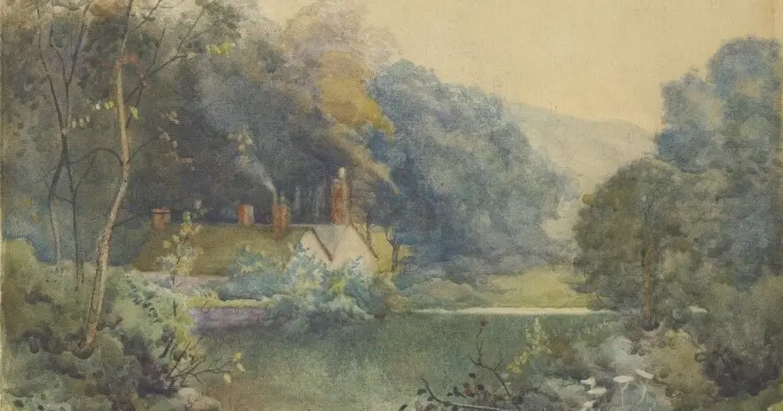 Mill dam in Rivelin by Ben Baines. Thought to be based on Mousehole Forge. Courtesy of Chris Baines