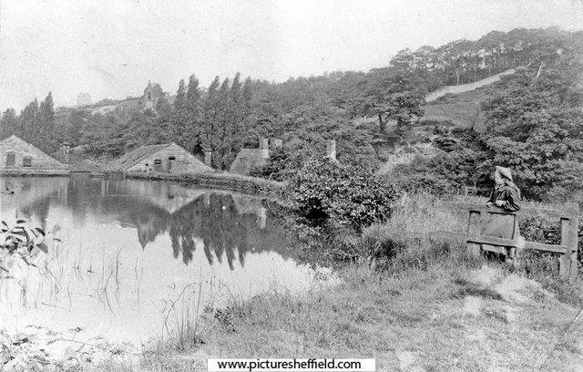 riv_spooners_hist_01 View across Spooners mill dam in the early 20th century. Sheffield City Council, Libraries Archives
